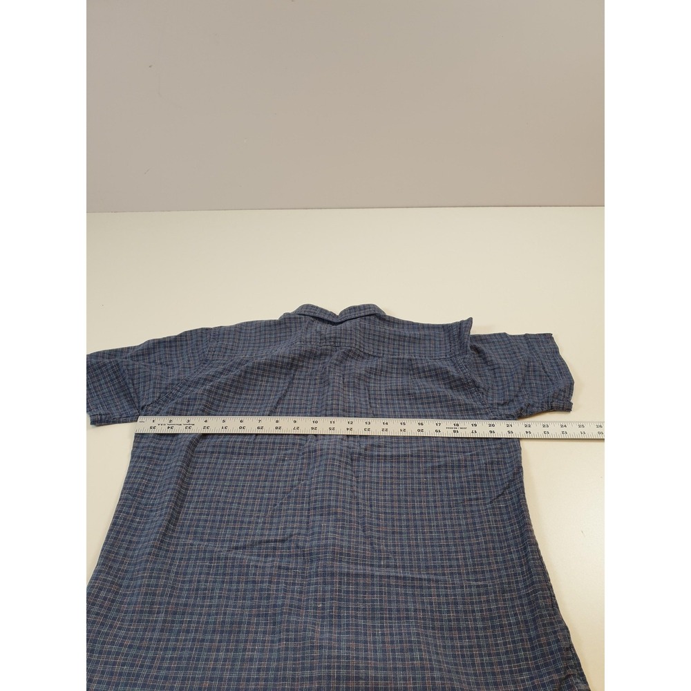 Patagonia Back Step Shirt Men's M Blue Plaid Short Sleeve Button Hemp Cotton - Picture 7 of 11